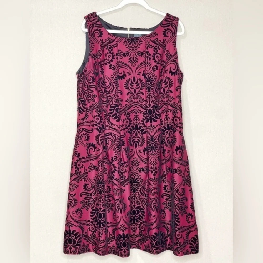 Gabby Skye Baroque‎ Velvet Burgundy Black Sleeveless Dress 16W Goth Whimsigoth